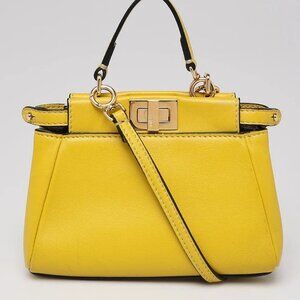 Fendi Yellow Nappa Leather Micro Peekaboo Bag 8M0355